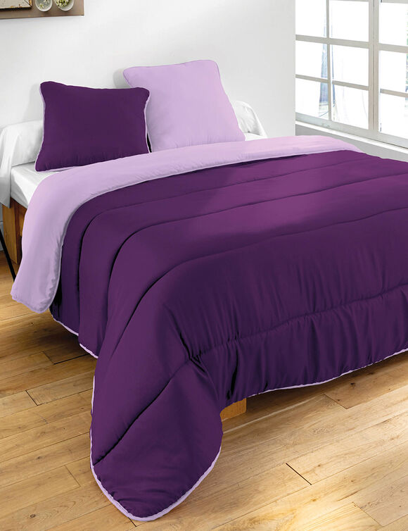 Couette bicolore microfibre 500 g/m&sup2; (aubergine / parme)