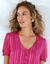 Robe courte unie, voile jacquard (violine)