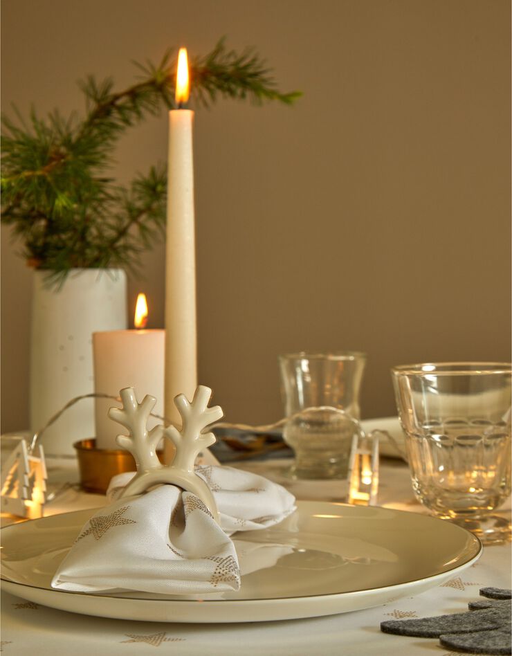 Lot de 4 ronds de serviette renne en porcelaine (blanc) Lot de 4 ronds de serviette renne en porcelaine (blanc)
