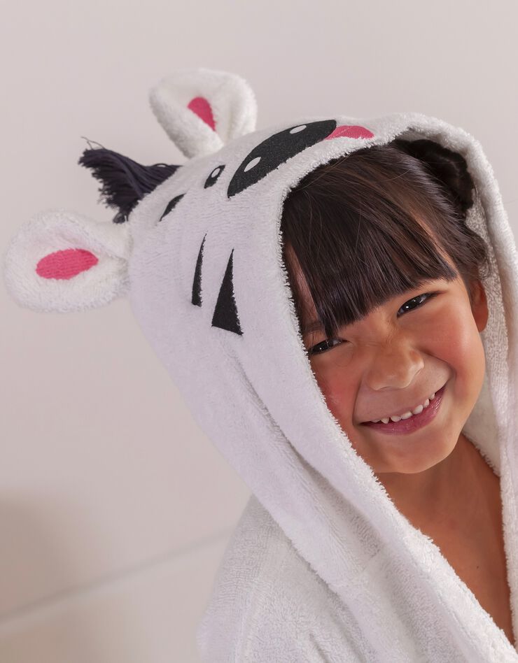 Peignoir de bain enfant zèbre éponge coton - 380g/m2 (blanc) Peignoir de bain enfant zèbre éponge coton - 380g/m2 (blanc)