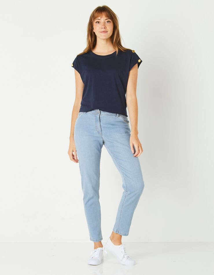 Tee-shirt épaules boutonnées (marine) Tee-shirt épaules boutonnées (marine)