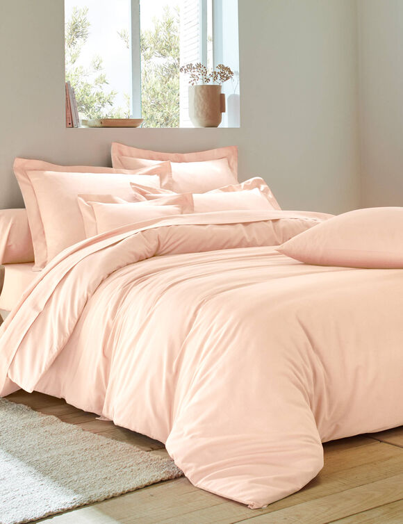 Linge de lit uni - coton 57 fils/cm&sup2; (rose poudr&eacute;)