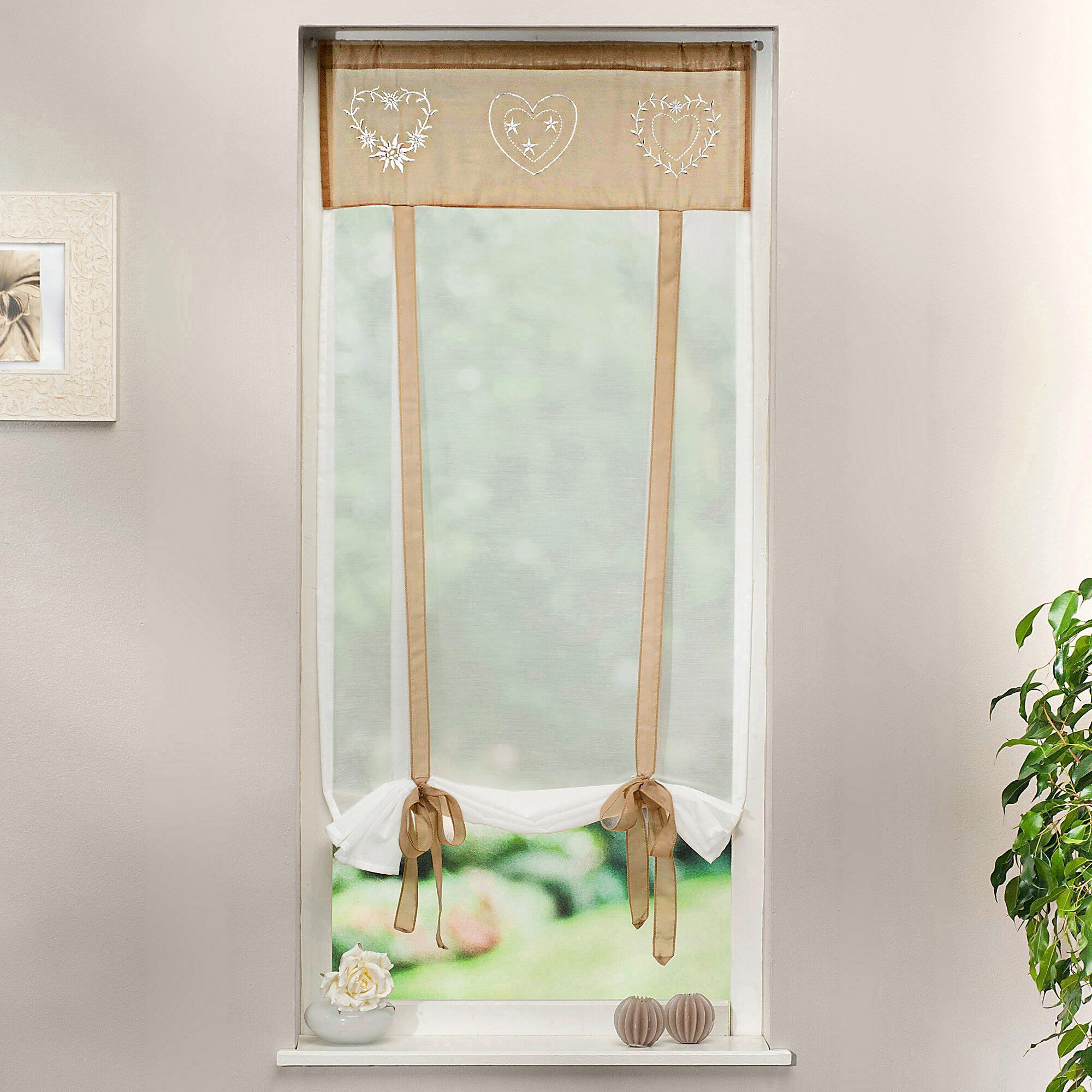 Vitrage Lin Déco Intérieur Voilage En Lin Naturel LINDER - Tissé Et Teint En France - Blanc 55x160cm Décoration Fenêtre Française