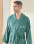 Peignoir mixte adulte uni coton éponge bouclette col kimono personnalisé (eucalyptus)