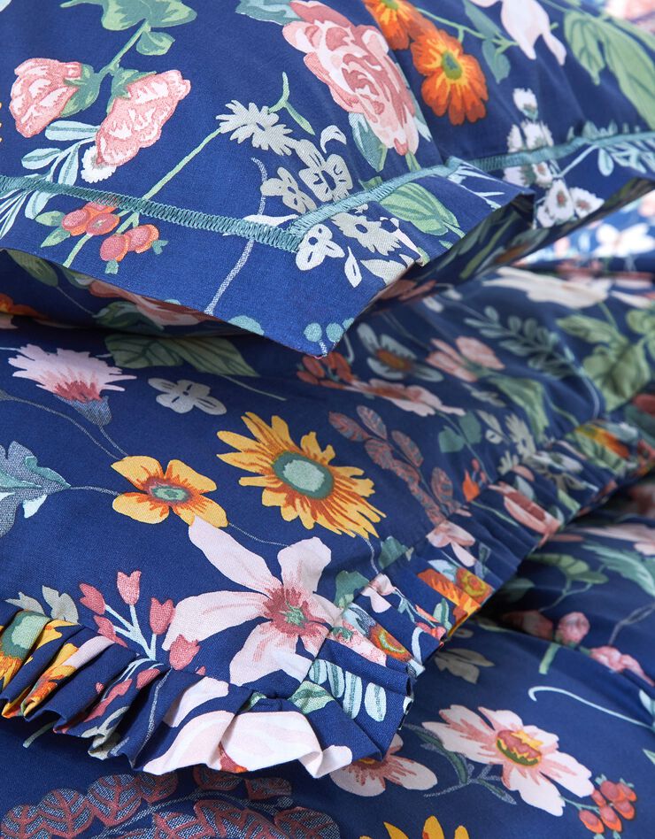 Linge de lit Kelly en coton imprimé floral (marine)
