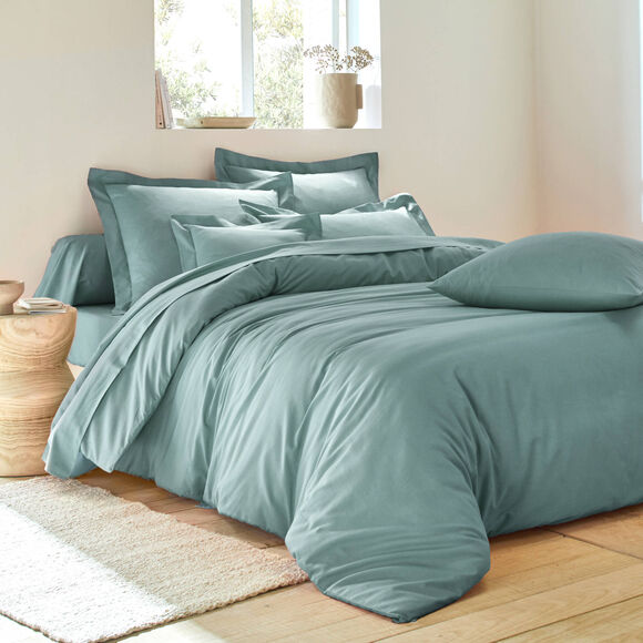 Linge de lit uni coton (céladon)