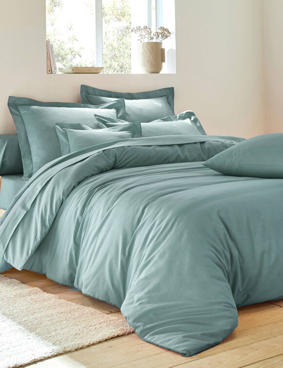 Linge de lit uni coton (céladon)