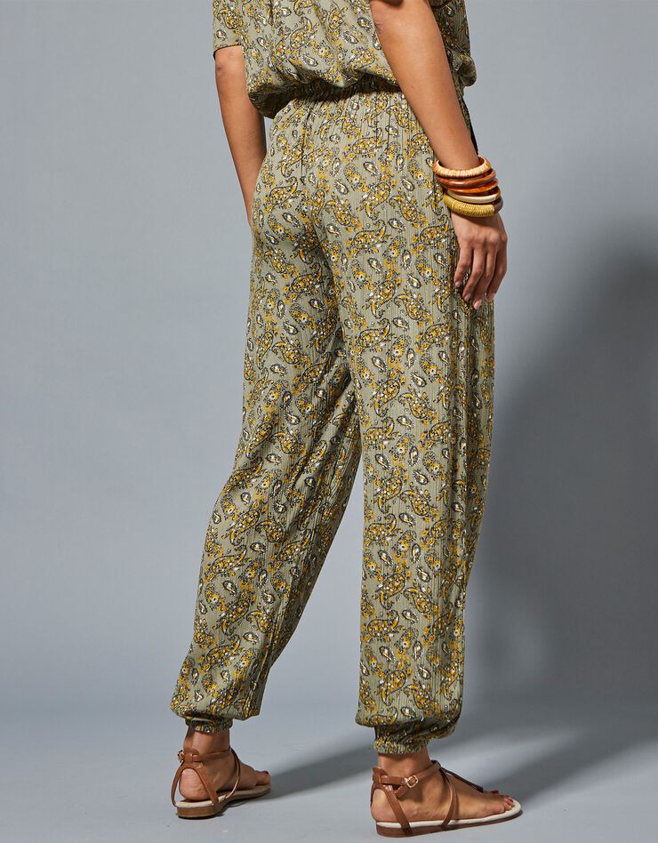 Pantalon droit crépon imprimé (kaki) Pantalon droit crépon imprimé (kaki)