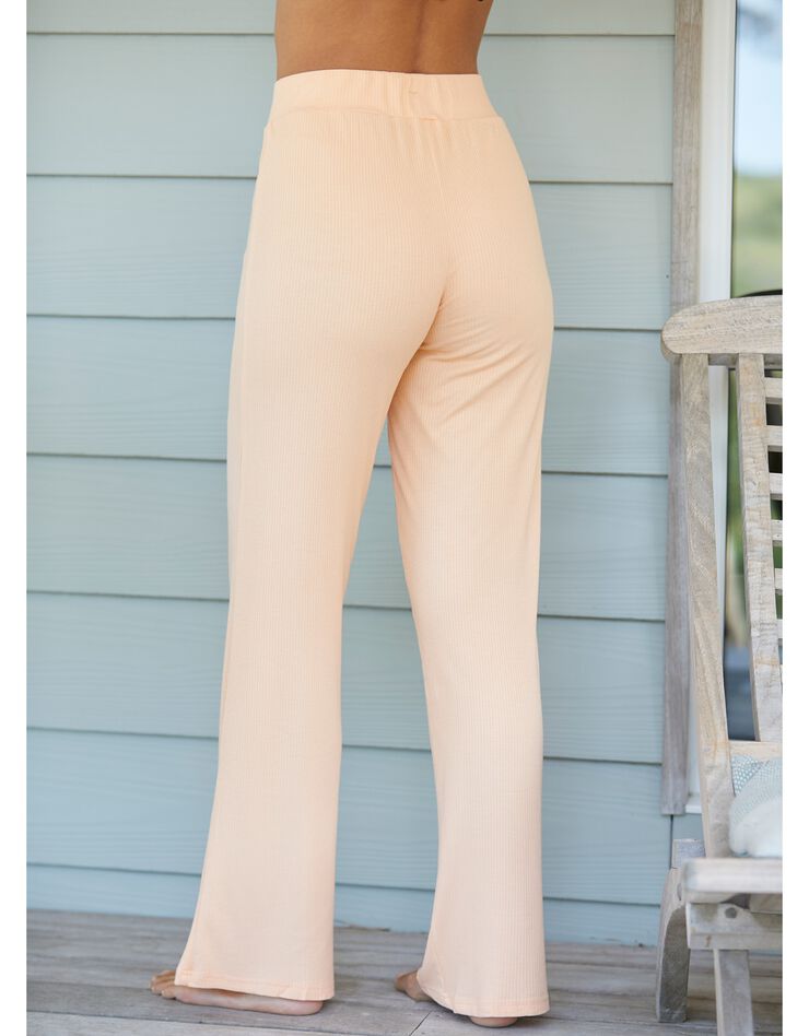 Pantalon large maille côtelée taille élastiquée (pêche) Pantalon large maille côtelée taille élastiquée (pêche)
