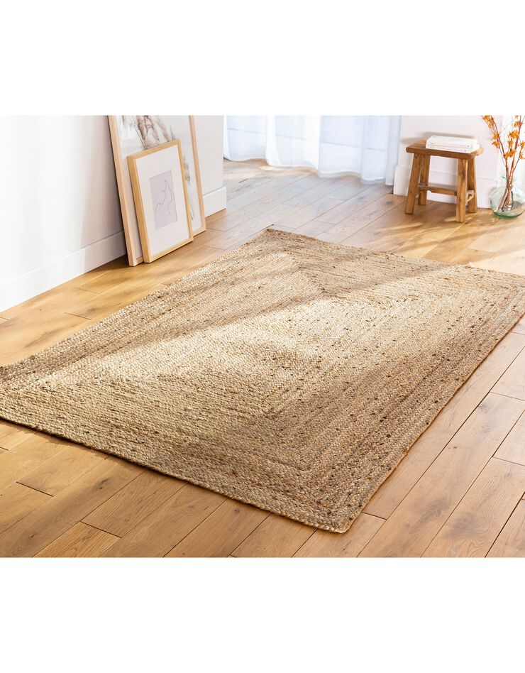 Tapis rectangulaire uni en jute (beige) Tapis rectangulaire uni en jute (beige)