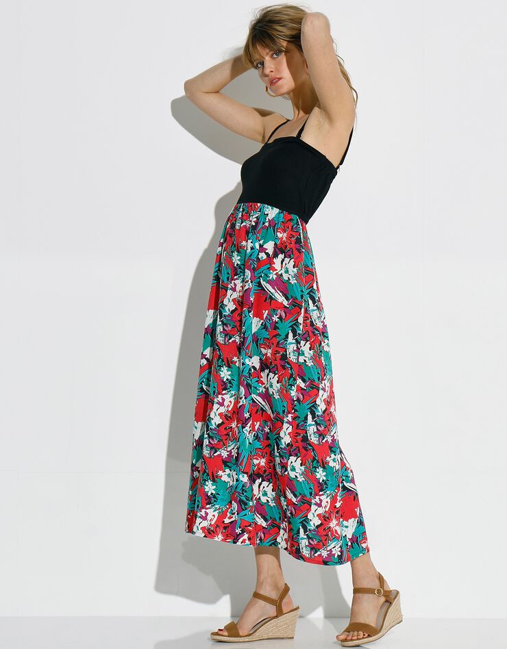 Robe longue forme bandeau bi-matière bretelles amovibles (noir / grenadine) Robe longue forme bandeau bi-matière bretelles amovibles (noir / grenadine)