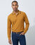 Polo uni maille piqu&eacute;e manches longues (miel)