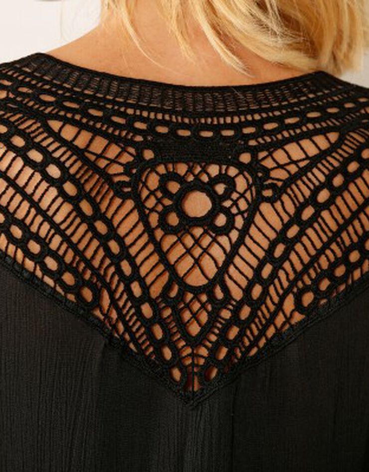 Tunique volantée dos macramé (noir) Tunique volantée dos macramé (noir)