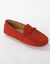 Mocassins en cuir ultra-souple à liens (rouge)
