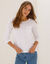 T-shirt col rond manches 3/4, broderie anglaise  (blanc)