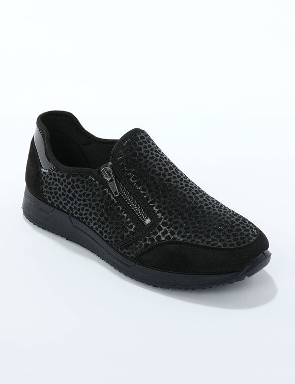 Baskets zippées spécial pieds sensibles en tissu extensible  (noir)