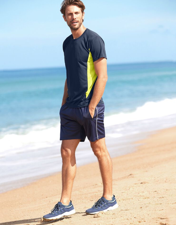 Tee-shirt respirant spécial sport manches courtes (marine / jaune) Tee-shirt respirant spécial sport manches courtes (marine / jaune)