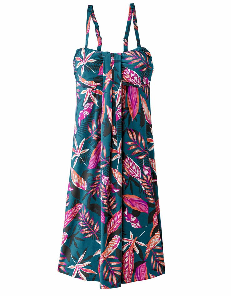 Robe bustier imprimée bretelles amovibles (émeraude)
