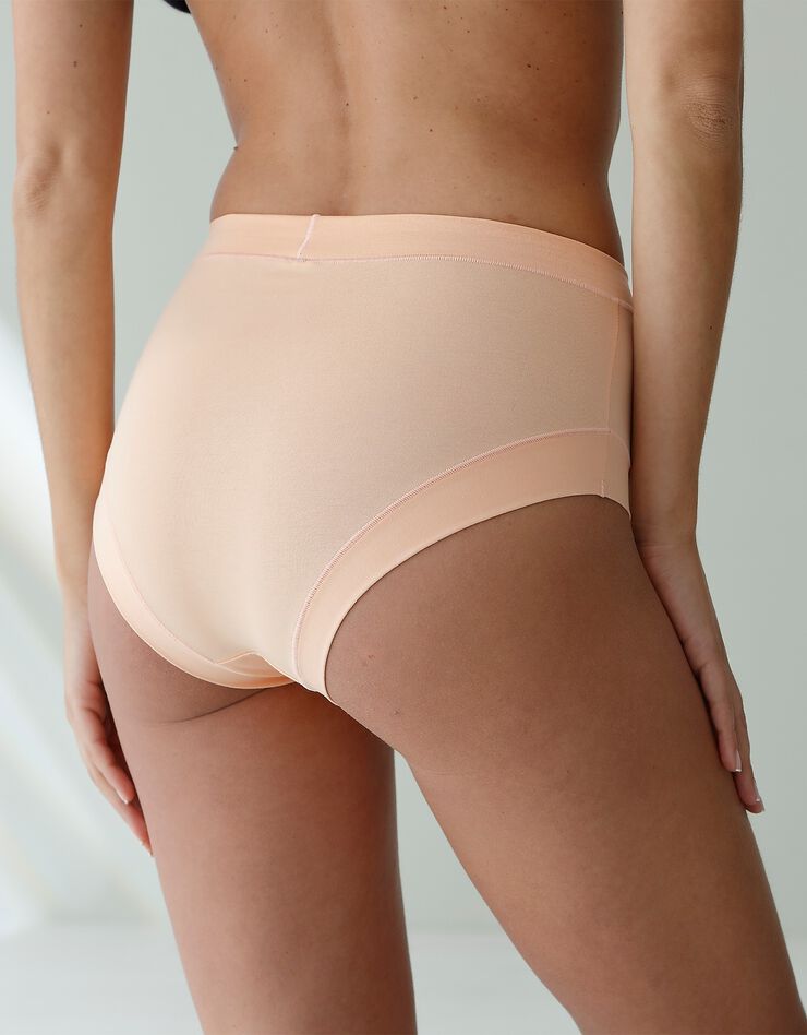 Culotte coton stretch forme maxi ceinture confort "sans élastiques" - lot de 2 (nude + pêche) Culotte coton stretch forme maxi ceinture confort "sans élastiques" - lot de 2 (nude + pêche)
