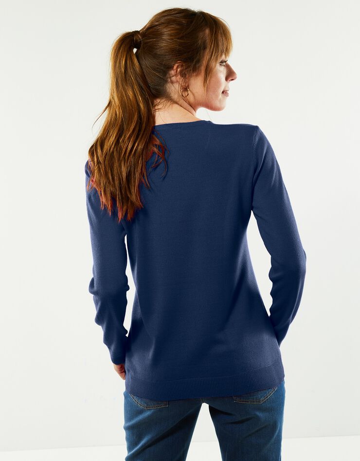 Pull col rond uni toucher cachemire (marine) Pull col rond uni toucher cachemire (marine)