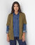 Gilet long ouvert manches courtes toucher doux  (vert olive)