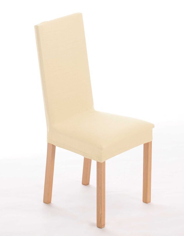 Housse chaise unie extensible - housse intégrale ou assise seule (écru)