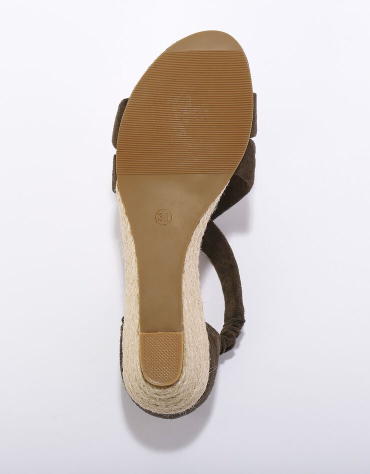 Sandales compensées élastiquées dessus effet suédine (kaki) Sandales compensées élastiquées dessus effet suédine (kaki)