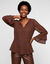 Blouse &agrave; basque volant&eacute;e, voile uni (chocolat)