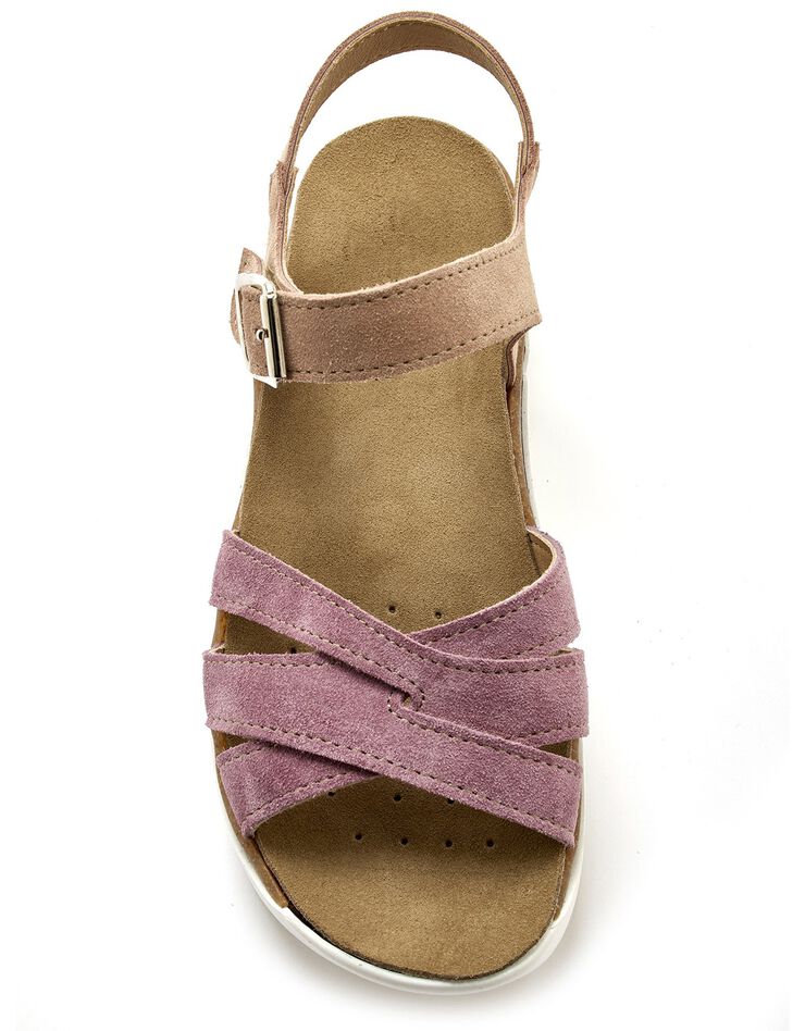 Sandales cuir brides multicolores - largeur confort (rose) Sandales cuir brides multicolores - largeur confort (rose)