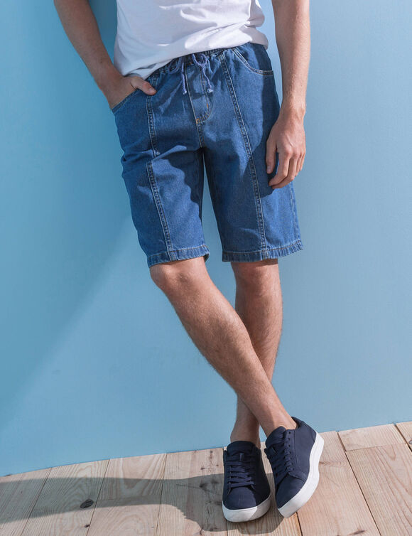 Bermuda denim léger élastiqué (stone)