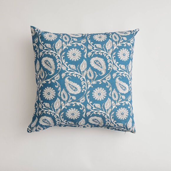Housse de coussin imprim&eacute; indien - lot de 2 (bleu)