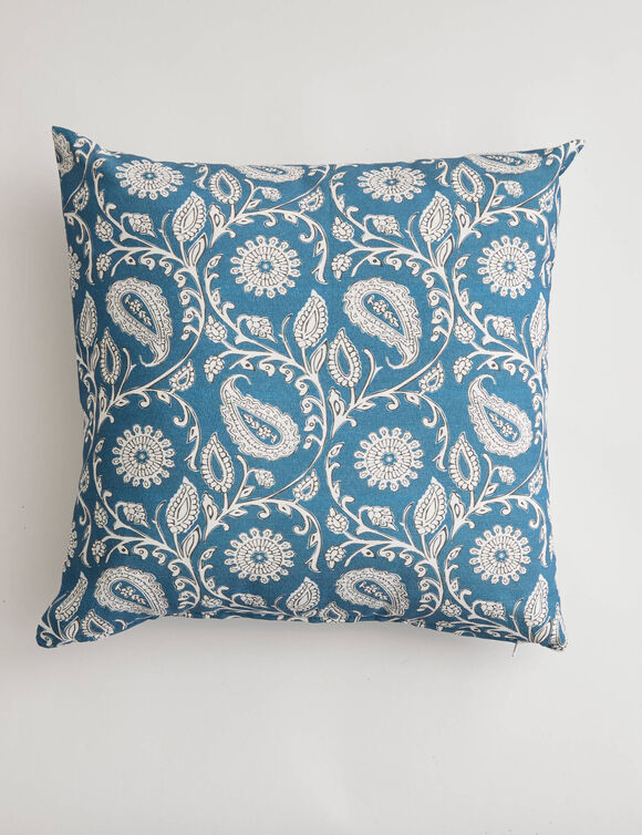 Housse de coussin imprim&eacute; indien - lot de 2 (bleu)