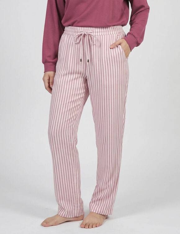 Pantalon de pyjama tiss&eacute; teint rayures (&eacute;cru / rose)