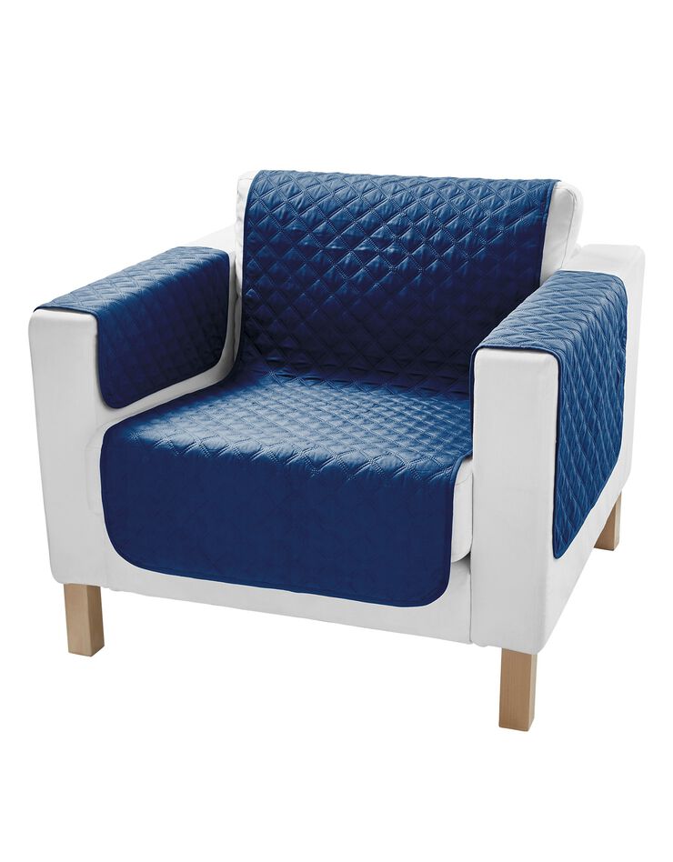 Protège-salon antiglisse microfibre matelassé (marine) Protège-salon antiglisse microfibre matelassé (marine)