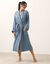 Peignoir uni en triple gaze de coton  (bleu)