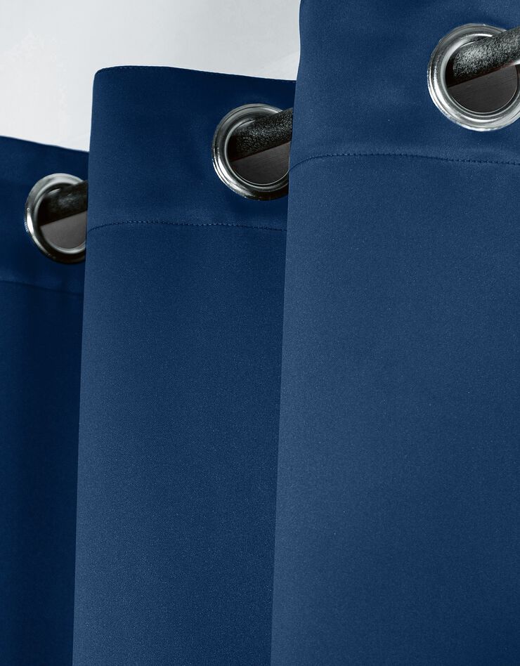 Rideau occultant uni satiné finition oeillets (bleu marine) Rideau occultant uni satiné finition oeillets (bleu marine)