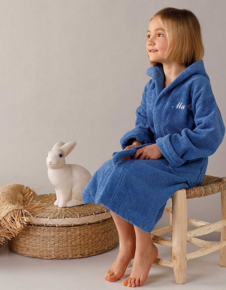 Peignoir enfant éponge à capuche personnalisable  (bleu dur)