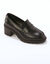 Mocassins à talon en cuir, semelle crantée. (noir)