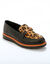Mocassin &agrave; mors avec semelle compens&eacute;e - imprim&eacute; peau de b&ecirc;te (noir / marron)