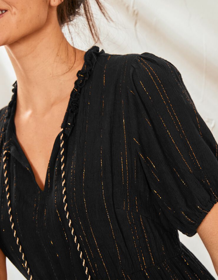 Robe longue volantée unie (noir) Robe longue volantée unie (noir)