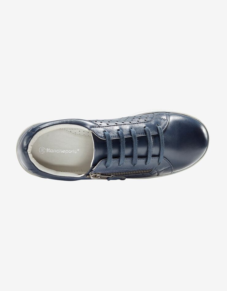 Tennis zippée en cuir perforé (marine) Tennis zippée en cuir perforé (marine)