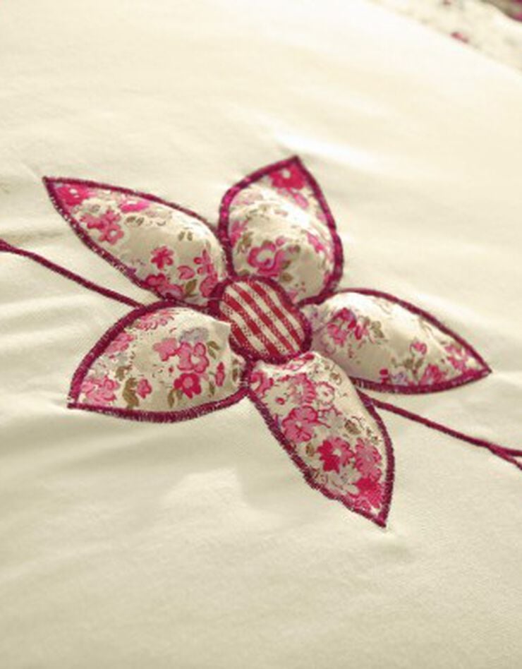 Couvre-lit patchwork imprimé fleurs (bordeaux)