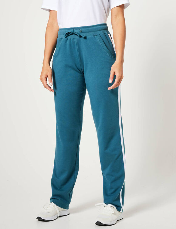 Pantalon jogging bicolore (bleu canard / blanc)