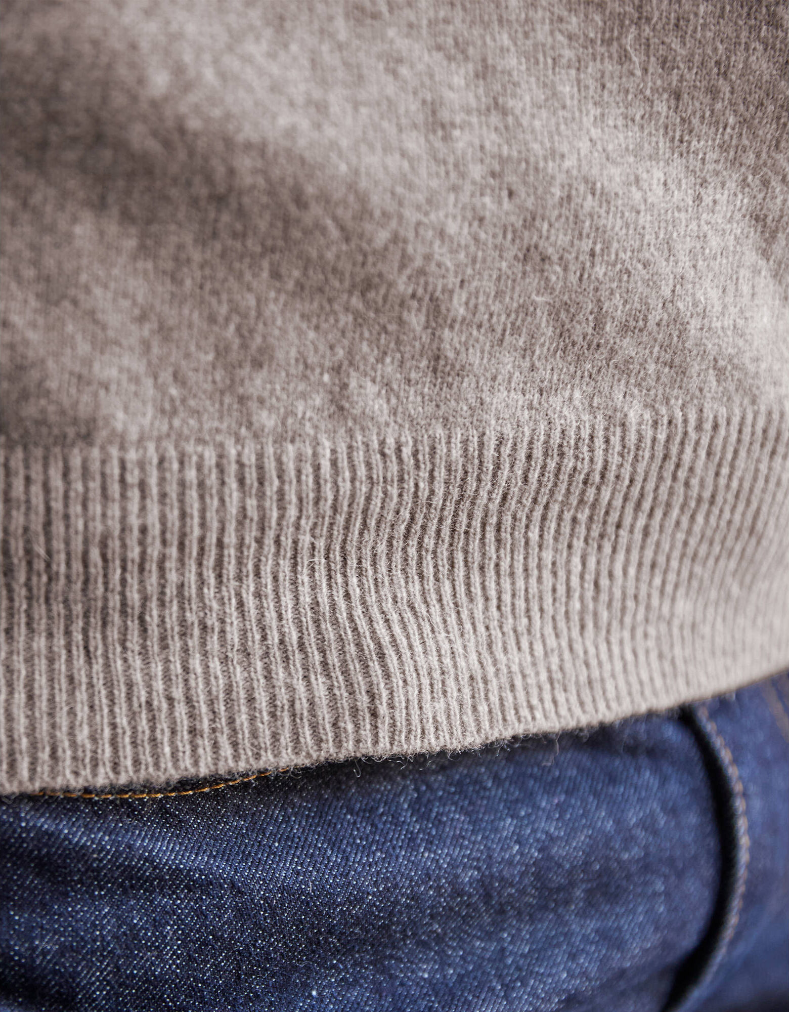 Pull Fait Main En Laine Taupe Ajouré - Taille Environ 42, Style Tricoté Main, Occasion Très Bon état