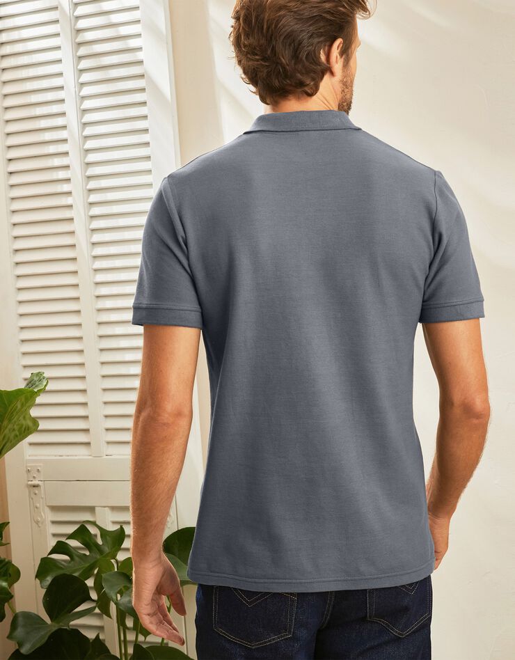 Polo uni maille piquée manches courtes (anthracite)