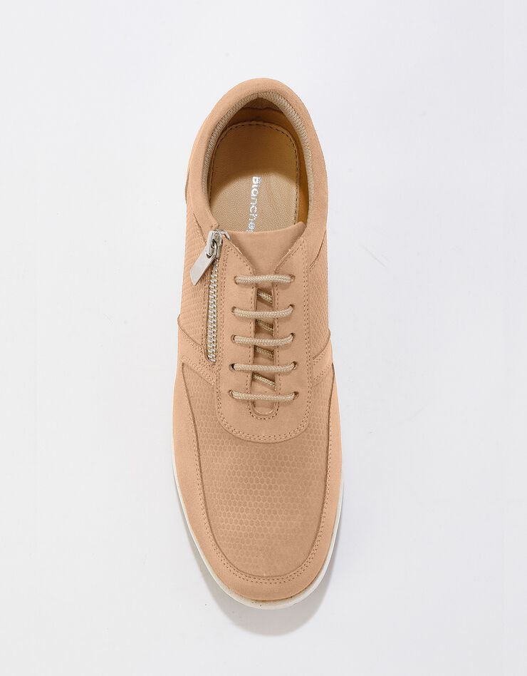 Baskets zippées compensées en cuir femme (beige) Baskets zippées compensées en cuir femme (beige)