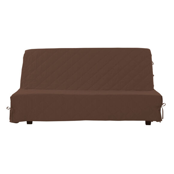 Housse clic-clac standard matelass&eacute;e coton bachette uni (chocolat)