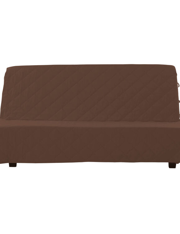 Housse clic-clac standard matelass&eacute;e coton bachette uni (chocolat)