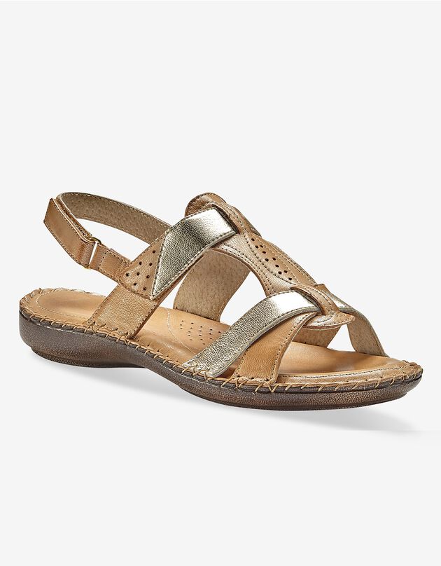 Sandales bicolores en cuir extra souple - beige (beige)