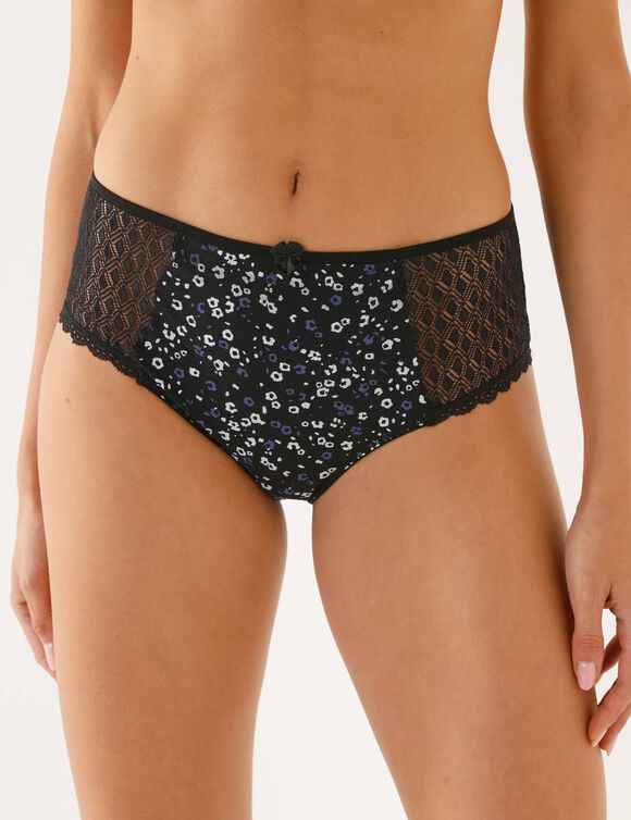 Culotte maxi coton dentelle imprimée bouquet Coria - lot de 2 (noir)